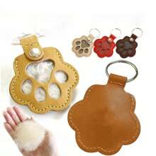 Cute Dog Paw Keychain, Cartoon Pet Hair Storage Leather Case Portable Pet Hair Memorial Keychain Pendant