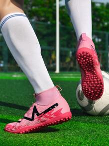 1 Paio Di Scarpe Da Calcio Per Uomo/Donna/Giovane, Stivali Alti Per Sport All'aperto, Scarpe Da Calcio Resistenti E Antiscivolo, Adatte Per Erba Artificiale, Sabbia, Prato, Campi Interni, Stringate, Scarpe Da Allenamento Leggere E Ad Alta Prestazione Con Design Grip