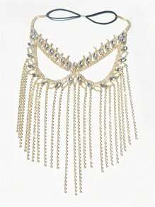 1pc Sparkly Rhinestone Mask With Tassels, Personalized Jewellery Face Decoration For Party Masquerade Ball