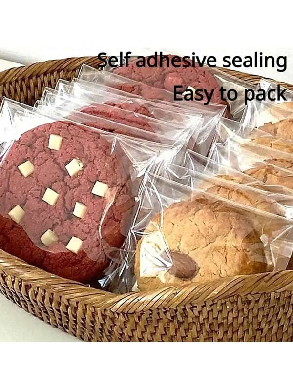 100pcs, Clear Reusable Ziplock Packaging Bags, Food Contact Cookie Packaging Gift Bags, Clear Snack Bags, Suitable For Cookies, Snacks And Baked Goods, Cookie Bags