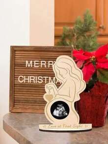 Pregnant Mom & Baby Gift, Creative Wooden Photo Frame Stand Ultrasound Picture, Best For New Mom, Expecting Mom, First Time Pregnancy Friend, Girls Bedroom Decor, Mother's Day, Baby Shower - Khaki - View 5