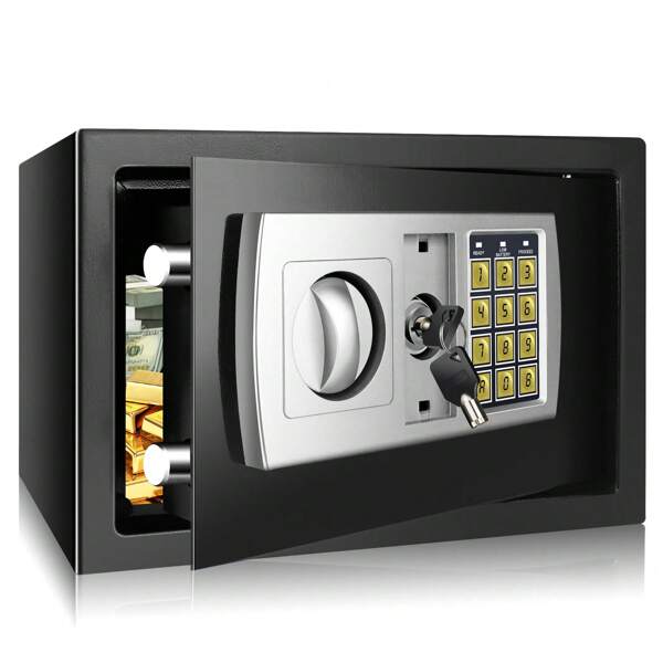 Vandise Tresor feuerfest wasserdicht, wasserdichter und feuerfester Safe, 8,5 l Mini-Digital-Safe für Geld, Wand- oder Schrankverankerung, für Büros, Hotels, Zuhause, 31 B x 20 T x 20 H cm, Schwarz Tresore für Zuhause, feuerfester Tresor mit digitaler Tastatur, 8,5 l elektronischer Sicherheitstresor mit Schlüssel, Ganzstahl-In-Wall-Home-Office-Tresor, grau