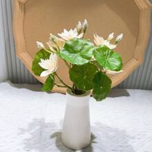 3pcs Mini Lifelike Lotus Flower And Leaves, Artificial Plants For Fish Tank, Home Decor Fake Flowers And Leaves,Garden Decor,Outdoor Plant,Gardening,Fake Flowers