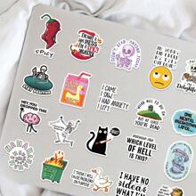 50pcs Snarky MEME Cartoon Graffiti Stickers, Waterproof For Water Bottle, Computer, Luggage, Halloween, Easter, Funny Phrases