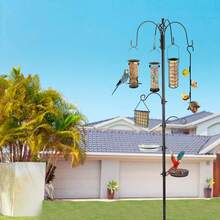Deluxe Bird Feeding Station Kit Metal Bird Feeding Station With Stand 238cm Height Adjustable Feeding Station Birds With 3 Feeders, J-Hook Kits And 5 Prong Pole Stabilizer For Grains Peanuts - 94 Inch With 3 Feeders & J Hook Kits - View 1