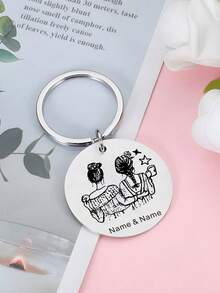 1pc, Personalized Stainless Steel Keychain, Customized Name Best Friend Keychain, Sister Keychain, Birthday Gift, Suitable For BFF, Friends, - Multicolor - View 2