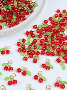 10 pièces Pendentifs de décoration de cerise, bijoux de cerise en fruits faits à la main, accessoires DIY, en plastique ABS, décoration d'été mignonne