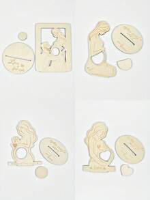 Pregnant Mom & Baby Gift, Creative Wooden Photo Frame Stand Ultrasound Picture, Best For New Mom, Expecting Mom, First Time Pregnancy Friend, Girls Bedroom Decor, Mother's Day, Baby Shower - Khaki - View 8