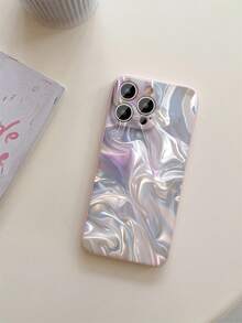 1pc High-End Bright Gradient Texturized Pattern Matte Frosted Anti-Drop Mobile Phone Case Compatible With Apple/Redmi/Infinix/Vivo - Pink - View 2