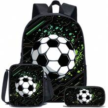 3件套游戏主题背包套装（黑色/荧光色/彩色），含铅笔盒和收纳袋 - 耐用涤纶材质，轻便时尚，混色设计