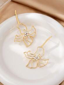 1 paire de boucles d'oreilles design floral minimaliste
