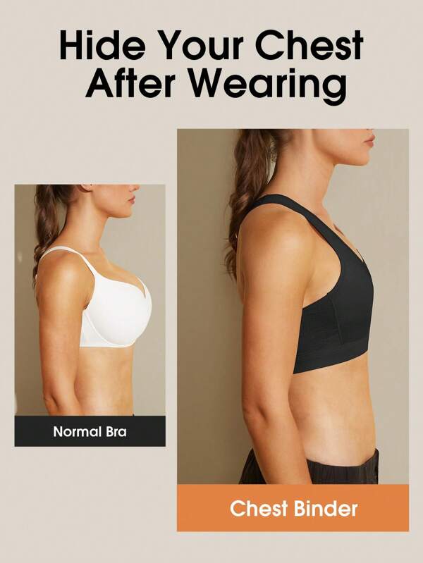 1pc Women Chest Binder Minimizer Shaper Trans Transgender FTM Lesbian Top Tank, Adjustable Seamless Flattener For Large Bust