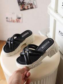 Girls Black Slide Sandals, Children Casual Slippers, New Style Kids Shoes