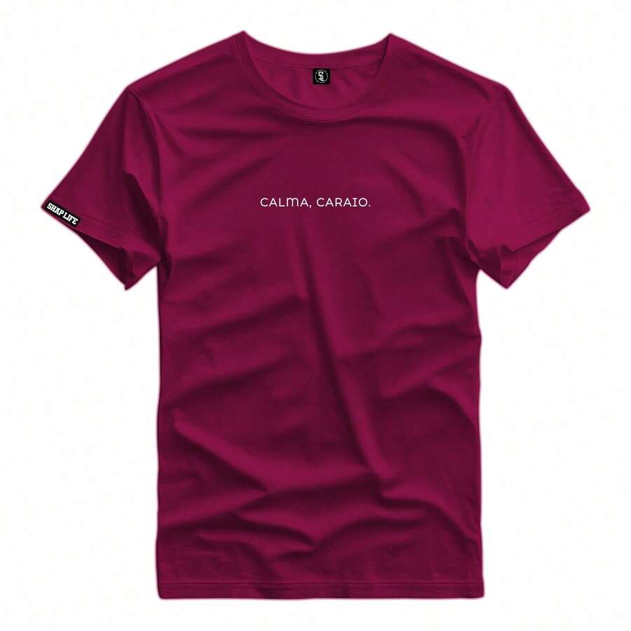 Printed Shirt 100% Cotton Casual T-Shirt - 3506 - Maroon - View 1