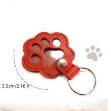 Cute Dog Paw Keychain, Cartoon Pet Hair Storage Leather Case Portable Pet Hair Memorial Keychain Pendant