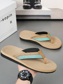 Plus Size Lightweight EVA Flip-Flops / Casual Non-Slip Slippers / Beach Thong Sandals, Solid Color, EVA Insole, Suitable For Vacation, Beach, Casual, Indoor & Outdoor, Spring/Summer - Beige - View 5