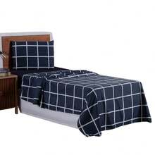 3-Piece Single Sheet Kit Printed Micropercale 400 Thread Count Soft Comfort - Azul Marino - Ver 1