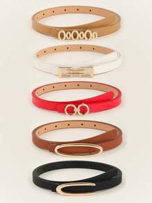 5pcs Metallic Geometric Buckle Belts, Fashionable For Teenagers And Young Women, Suitable For Parties, Gatherings And Casual Occasions Summer, School Fall, Autumn, Halloween - Multicolor - View 14