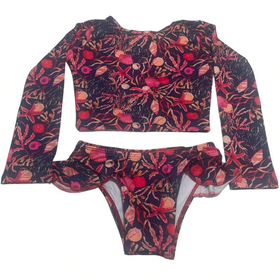 Kids Long Sleeve Bikini For Girls UV+ Protection