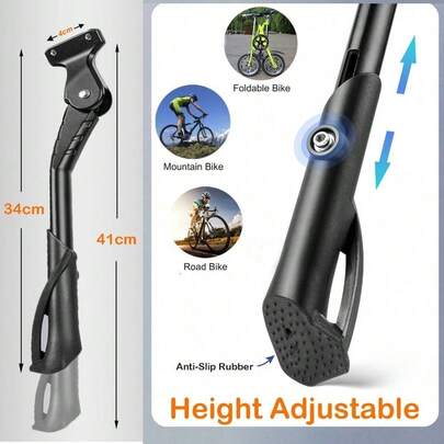 Bicycle Stand, 24-28 Inch Height Adjustable Bicycle Stand, 40 Mm Hole Spacing Stand, Aluminium Alloy Bike Side Stand, Rear Stand, For E-Bike, MTB, BMX
