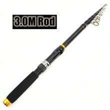 Vara de Pesca Telescópica de 1,8m a 3,6m com Opção de Molinete, Cabo de Cortiça, Fibra de Carbono, Vara de Carpa Multifuncional Spinning, Vara de Viagem Portátil, Equipamento de Pesca