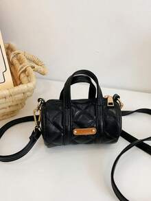 1 件时尚简约纯色儿童包韩版时尚钻石形状迷你桶包婴儿手提包