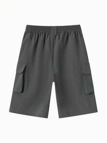 Balabala Boys' Quick-Dry Cargo Shorts, Stylish & Breathable Summer Wear - Dark Gray - View 5