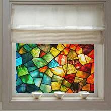 1 Stück Buntglas Fensterfolie, dekorative Fensterfolie mit abstraktem Statik-Klebeeffekt, nicht klebend, Fensterdekoration für Zuhause, Büro, Wohnzimmer, Toilette, Küche, Tür und Fenster