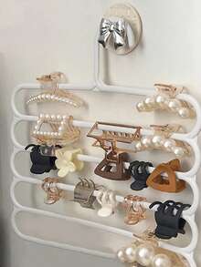 5层衣架裤架发夹收纳架大容量粗头衣架壁挂式发夹衣架男女通用节省空间 - 彩色 - 查看 4