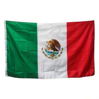 1 pièce Drapeau mexicain aux couleurs vives et résistant à la décoloration, avec une double couture et des oeillets en laiton, décorations de drapeau du Mexique de 3 x 5 pieds