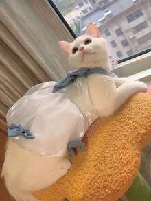 1pc Pet Bowknot Dress, Princess Design For Dogs & Cats - Navy Blue - View 6