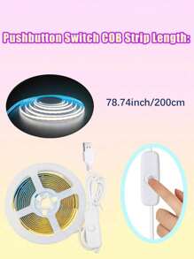 1pc 3.28ft-16.4ft LED Light Strip, 320 LEDs/M, Button Control, 3 Color Temperature Options, Suitable For Party, Room, Kitchen, Home TV, Household Decoration
