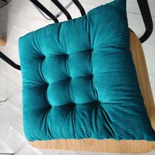 Plush Tie-Up Seat Cushion, Warm And Comfortable Fleecy Chair Pad For Autumn/Winter, Suitable For Home, Office, Dormitory, Dining Chair - lake blue - View 2