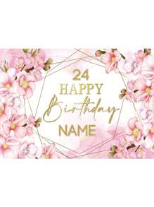 1 pieza Tela de fondo personalizable con nombre y edad para fiesta de 18 cumpleaños, decoración de banner de fondo con diseño verde y dorado para fiesta de cumpleaños de bebé y adulto