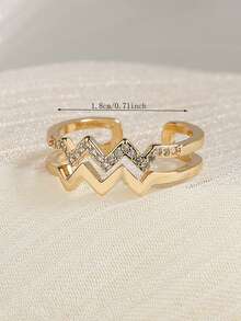 1pc Fashionable Double Wave Line Design Ring, Open Adjustable Ring, Perfect Jewelry Gift For Family And Friends - Double Line Ring - View 10