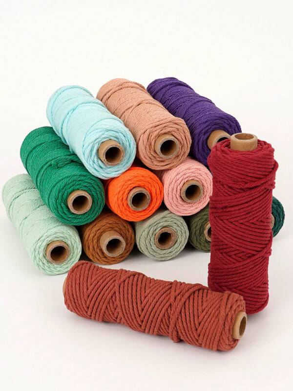 Cordão de Macramê 3mm X 50 M, Corda Torcida Colorida, Corda de Algodão, Fio de Macramê para Tapeçarias de Parede, Suportes para Plantas, Artesanato, Projetos de Decoração DIY