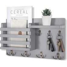 Mail Holder For Wall Mail Organizer With Key Hooks Hallway Farmhouse Decor Letter Sorter Made Of Natural Wood With Floating Shelf And Flush Mount Hardware - 1 Pack - View 14