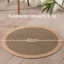 1pc Woven Cat Mat Scratch Pad, Non-Shedding Pet Supplies, Rattan Cooling Mat For Cat Sleeping And Scratching - Brown - View 10