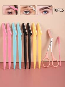 Large Eyebrow And Shaver And Eyebrow Brush Combo Set, 20 Pieces Stainless Steel Hair Trimmer And Eyebrow Shaver For Men And Women, Specialized For Eyebrow Shaping And Shaving, Beauty Tools For Care, Decoration And Party,Giveaways,Travel,Cheap Stuff,Travel Essential - Multicolor - View 4