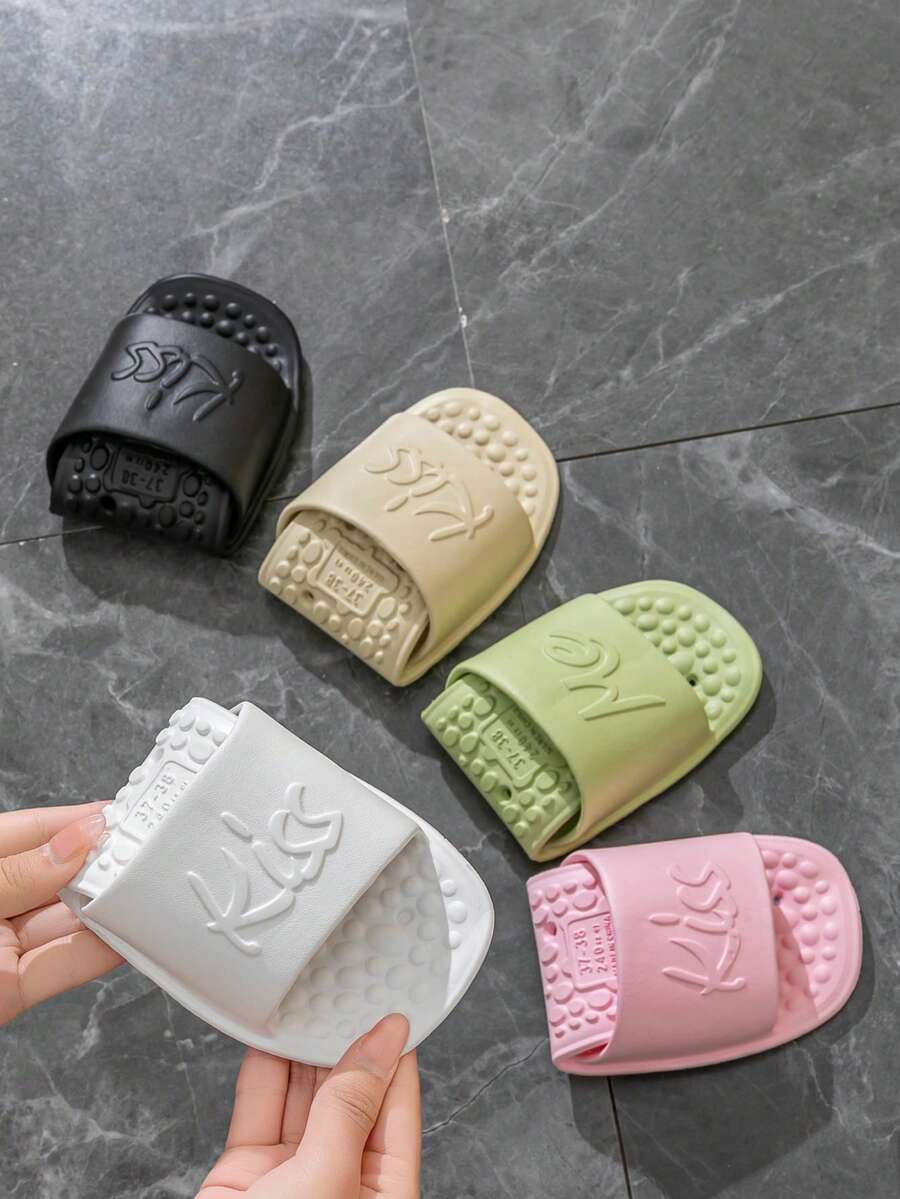 Unisex EVA Foldable Travel Slippers, Indoor Bathroom Shower Quick Drying Anti-Slip Massage Slides, All Season Plain Color Minimalist House Slippers