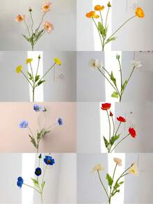 1/6/30Pcs Bright Artificial Poppy - Suitable For Spring Colorful Home Decorations, Tabletop Displays, Wedding Bridal Bouquets, Wreaths, Table Decorations And Flower Arrangements, Party Decorations, Birthday Surprises, Anniversary Gifts, Living Room Decorations,Gift