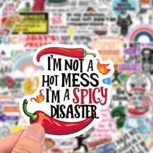 50pcs Snarky MEME Cartoon Graffiti Stickers, Waterproof For Water Bottle, Computer, Luggage, Halloween, Easter, Funny Phrases