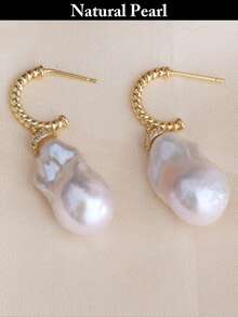 1 Pair Fashionable Natural Pearl Earrings, White Pearl Earrings For Women, Daily Wear & Holiday Gift Box