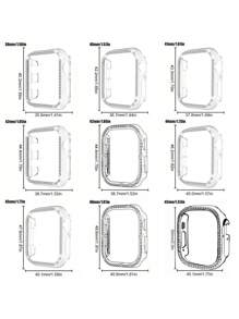 1 pieza Funda protectora de vidrio templado ultra delgada decorada con rhinestones en color negro, compatible con de 38/40/41/42/44/45/46/49mm, compatible con Series Ultra/SE/10/9/8/7/6/5/4/3/2/1, accesorio para smartwatch