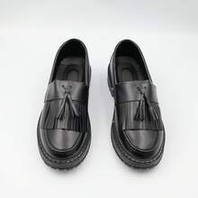 Men's Black Slip-On Casual Business Formal Loafers, Soft Sole Moccasin Shoes, British Style, Autumn/Winter - Black - View 3