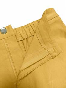 Pantalon pour femmes, couleur unie, taille élastique, design de poche, décontracté, adapté pour la vie quotidienne et les déplacements