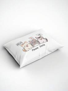 1pc 100% Polyester Digital Printed Pillowcase (Pillow Insert Not Included) - White - View 4