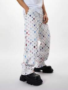 Baggy White Straight Leg Denim Pants Fashion Casual Relaxed Fit Hip Hop Non Stretch Relaxed Long Jeans Summer Mid Rise Streetwear - 白色 - 查看 3