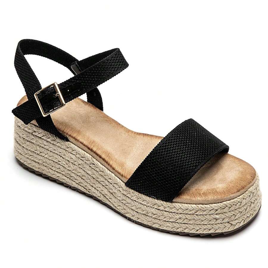 Summer Casual Thick Sole Platform Sandals - Black - View 1