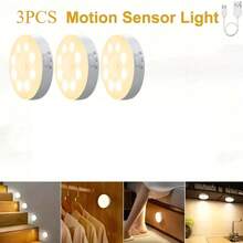 1 件/3 件/6 件运动传感器 LED 夜灯,USB 可充电橱柜灯,白光/暖白光,适用于卧室床边、厨柜衣柜灯、楼梯墙壁装饰、走廊灯(250mAh) - 白色帶撥動開關 - 查看 5